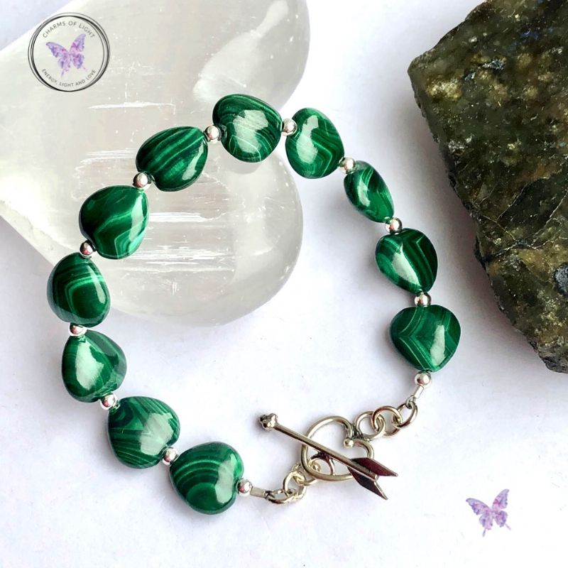 Malachite Hearts Healing Bracelet